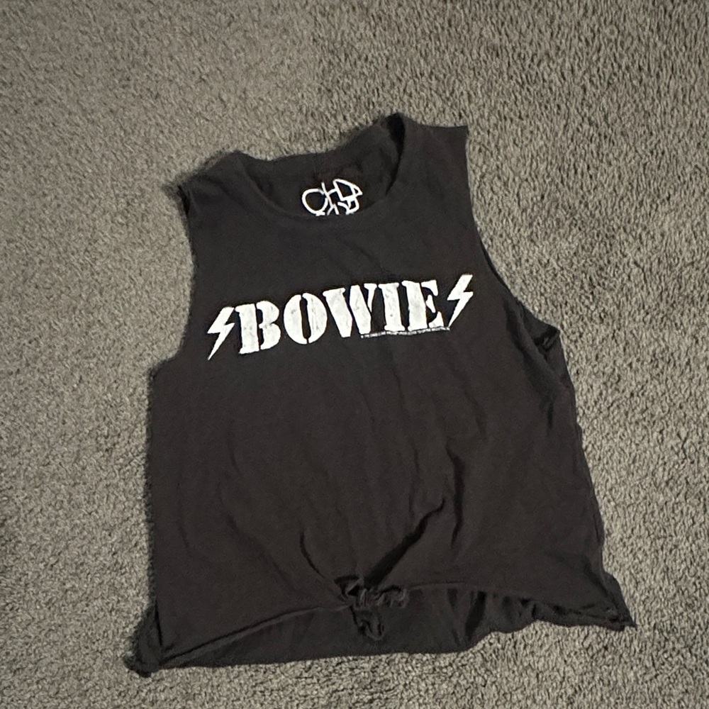 Faded black slightly cropped Bowie tank